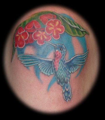 Hummingbird And Flower Tats